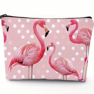 Pink Flamingo Polka Dot Pouch